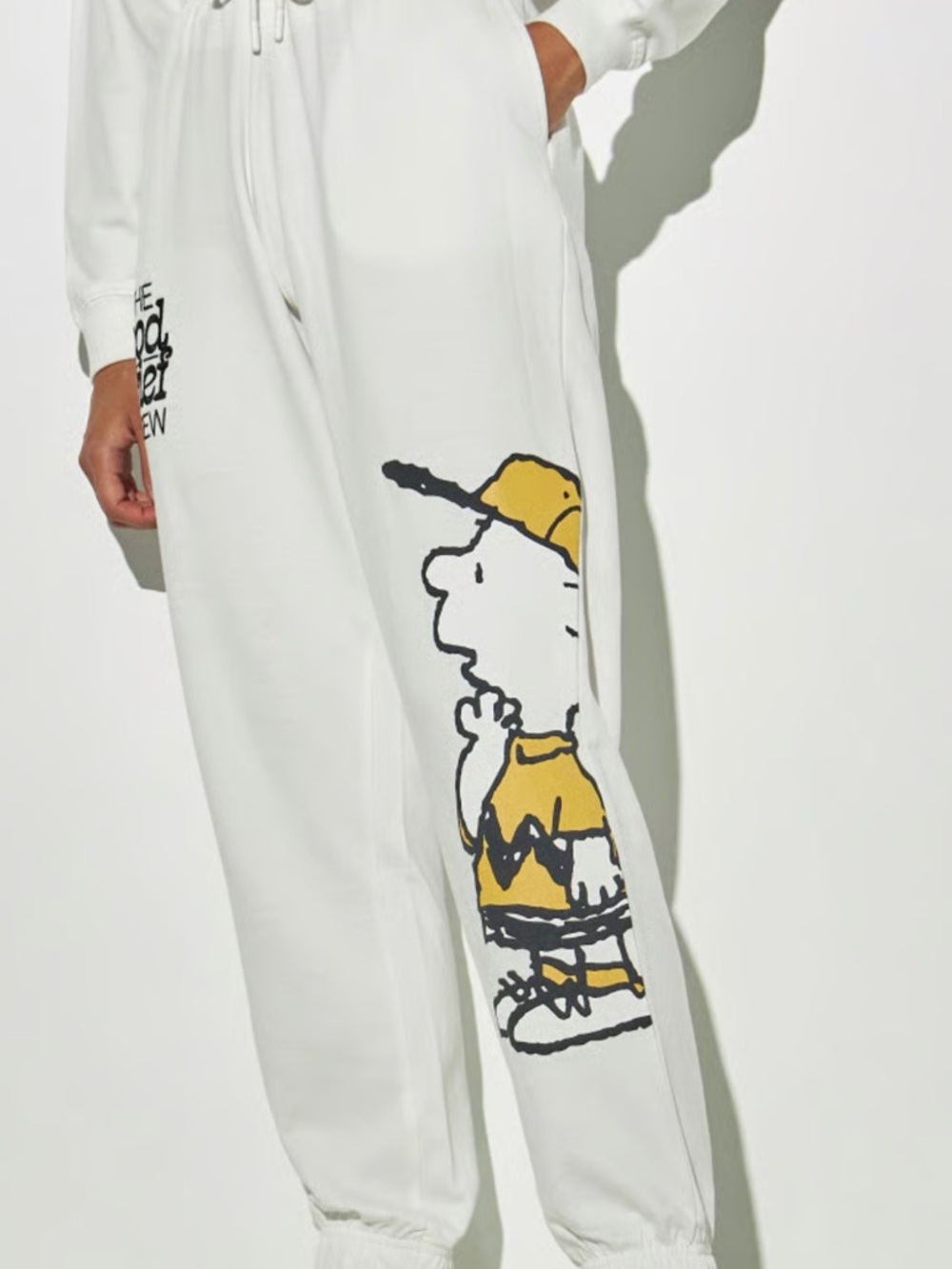 Peanuts Embroidered Relaxed Fit white Joggers